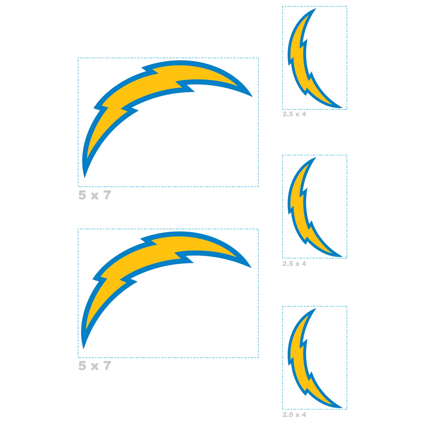 Sheet of 5 -Los Angeles Chargers:   Logo Minis        - Officially Licensed NFL Removable Wall   Adhesive Decal