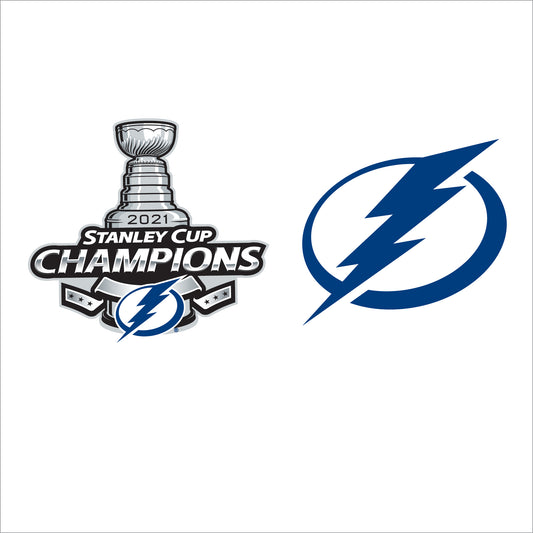Sheet of 5 -Tampa Bay Lightning: Tampa Bay Lightning 2021 Stanley Cup Champions Logo MINIS        - Officially Licensed NHL Removable    Adhesive Decal