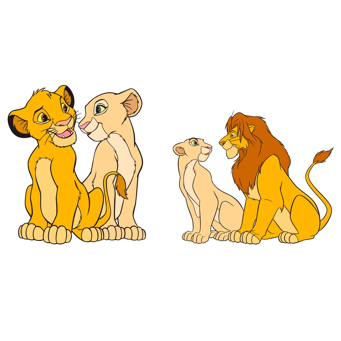 Sheet of 4 -Lion King:  Simba & Nala Minis        - Officially Licensed Disney Removable Wall   Adhesive Decal