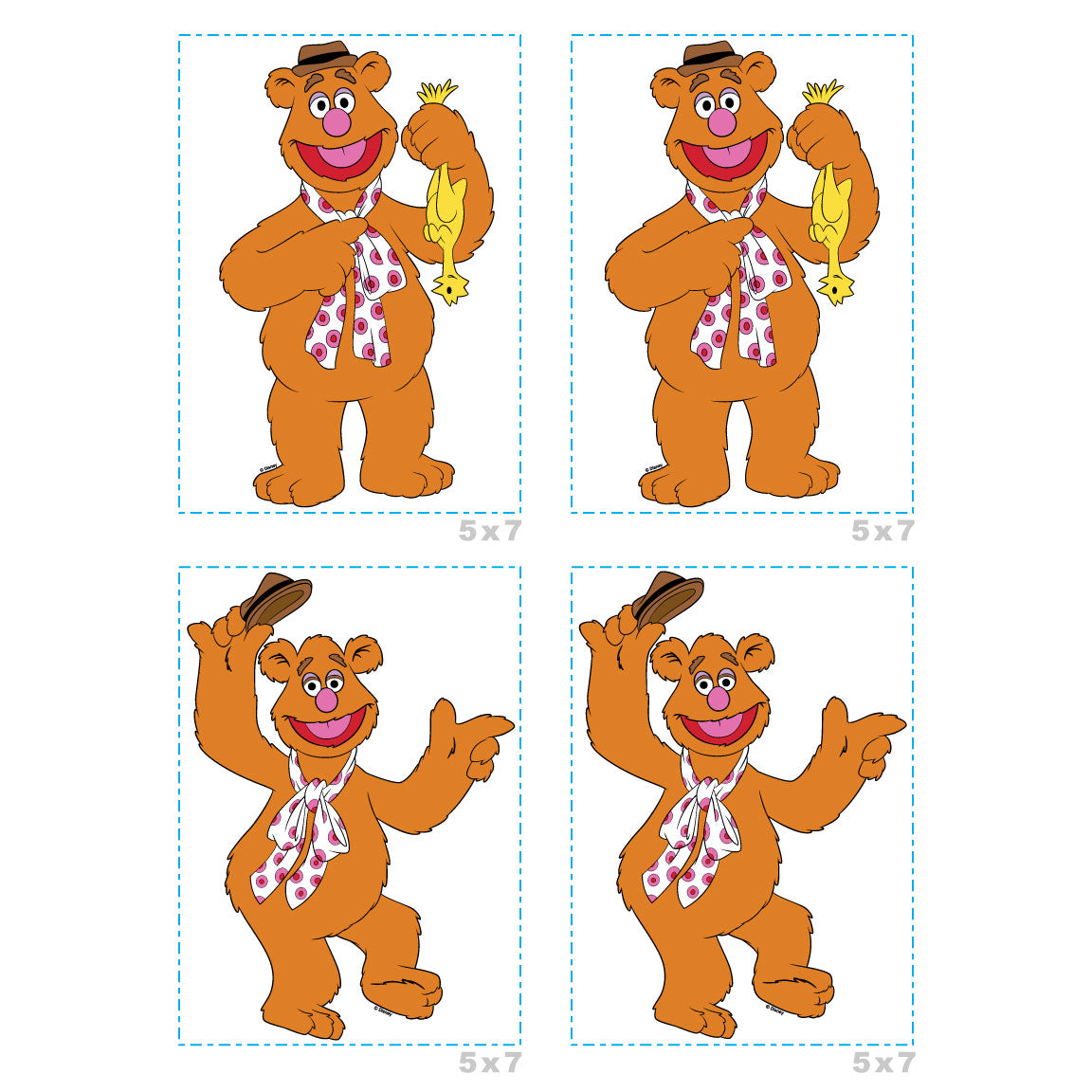 Sheet of 4 -Sheet of 4 -The Muppets: Fozzie Bear Minis - Officially Licensed Disney Removable Adhesive Decal