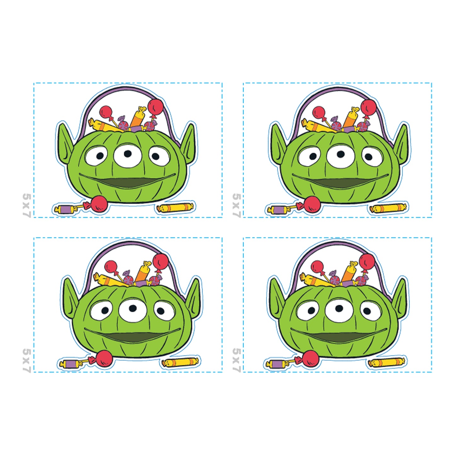 Sheet of 4 -Toy Story: Alien Minis        - Officially Licensed Disney Removable Wall   Adhesive Decal