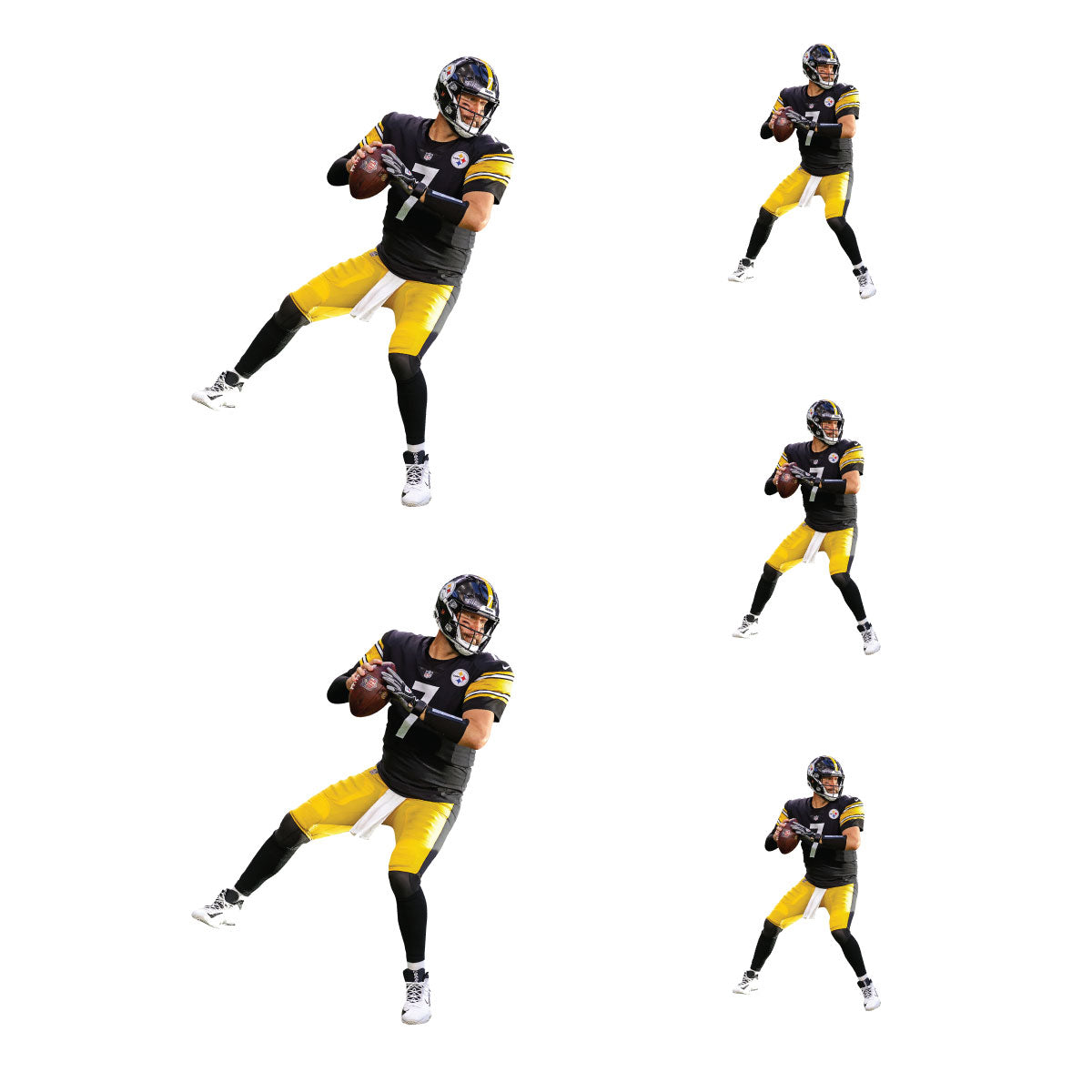 Sheet of 5 -Pittsburgh Steelers: Ben Roethlisberger Player MINIS - Officially Licensed NFL Removable Adhesive Decal