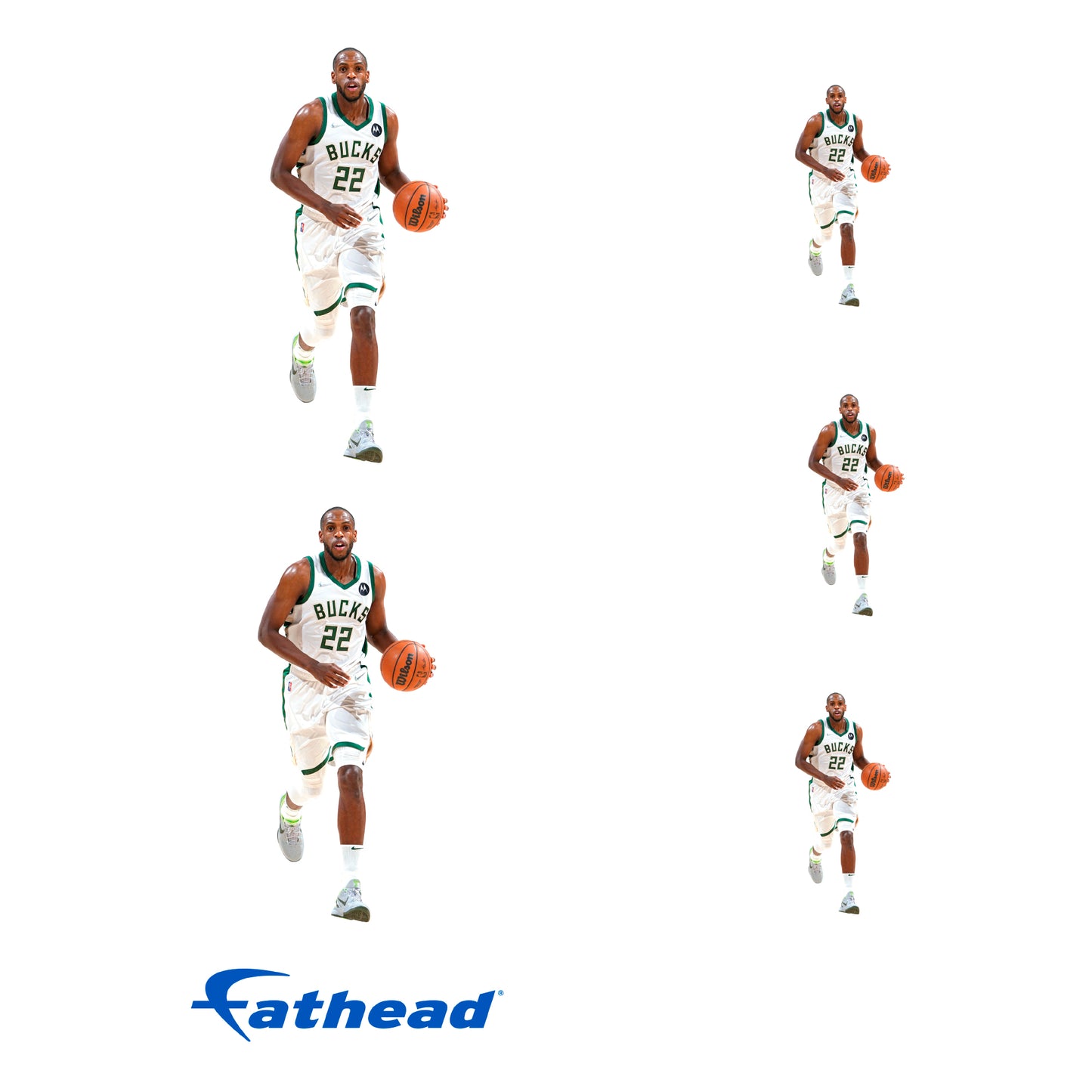Sheet of 5 -Milwaukee Bucks: Khris Middleton MINIS - Officially Licensed NBA Removable Adhesive Decal