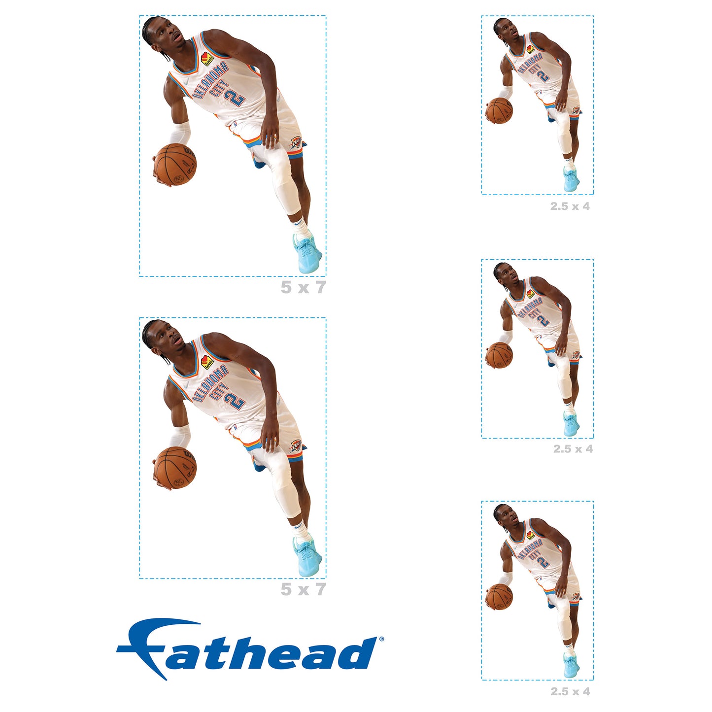 Sheet of 5 -Oklahoma City Thunder: Shai Gilgeous-Alexander MINIS - Officially Licensed NBA Removable Adhesive Decal