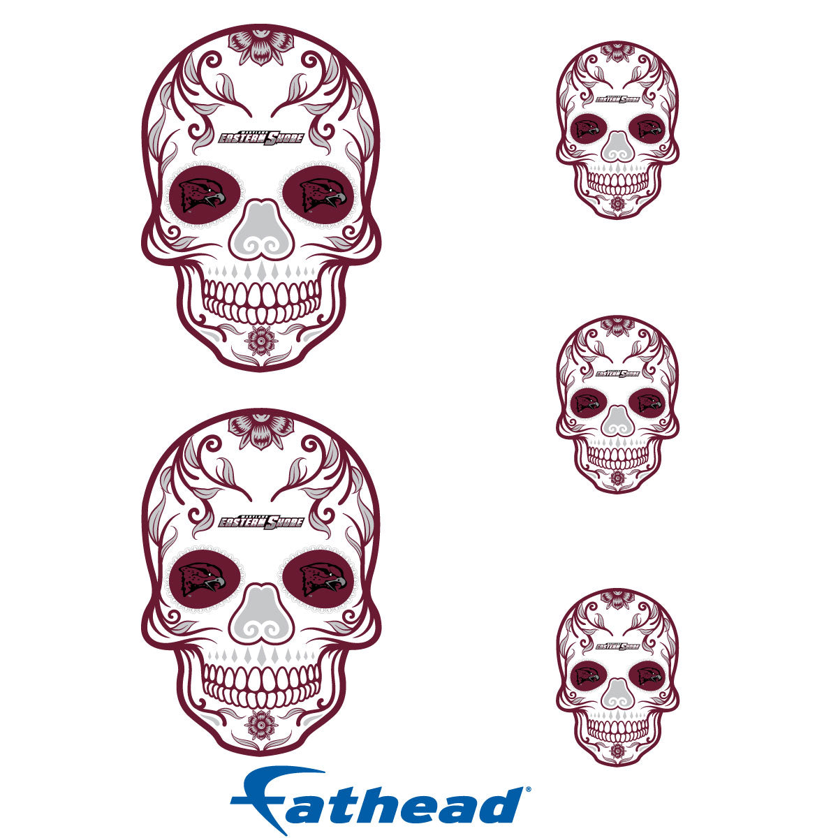 Sheet of 5 -Maryland Eastern Shore Hawks: Skull Minis - Officially Licensed NCAA Removable Adhesive Decal