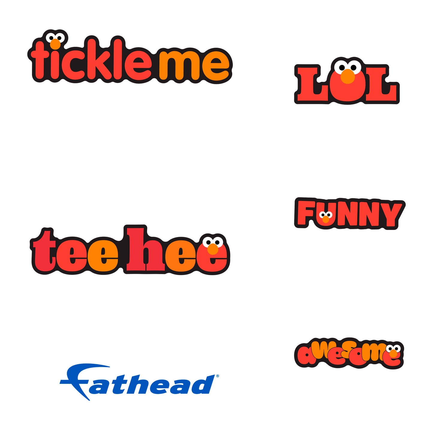 Elmo Tickle Me Typography Minis - Officially Licensed Sesame Street Removable Adhesive Decal