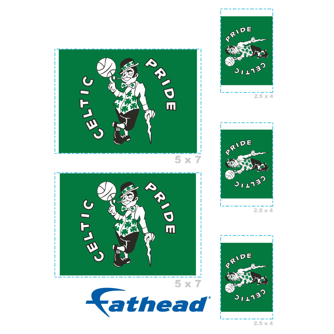 Sheet of 5 -Boston Celtics: Hype Logo Minis - Officially Licensed NBA Removable Adhesive Decal