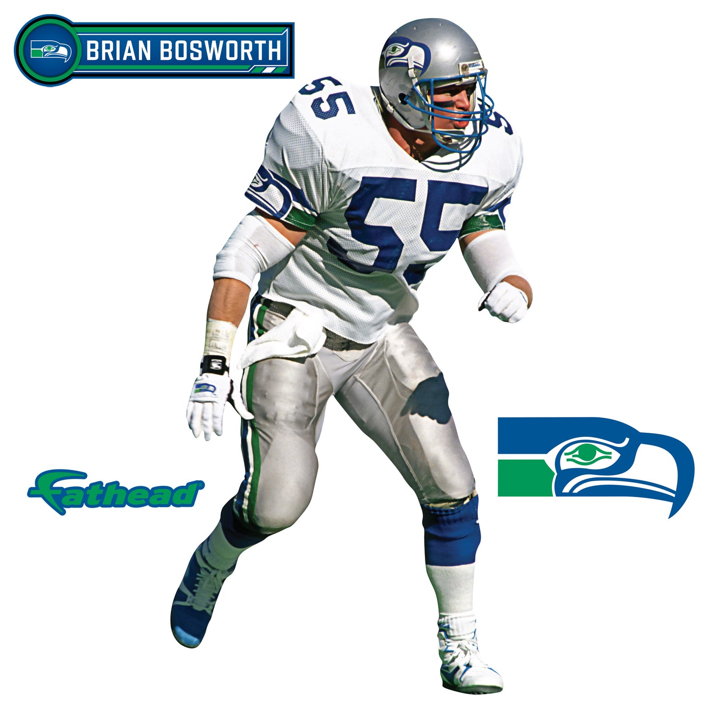 Seattle Seahawks: Brian Bosworth Legend        - Officially Licensed NFL Removable     Adhesive Decal