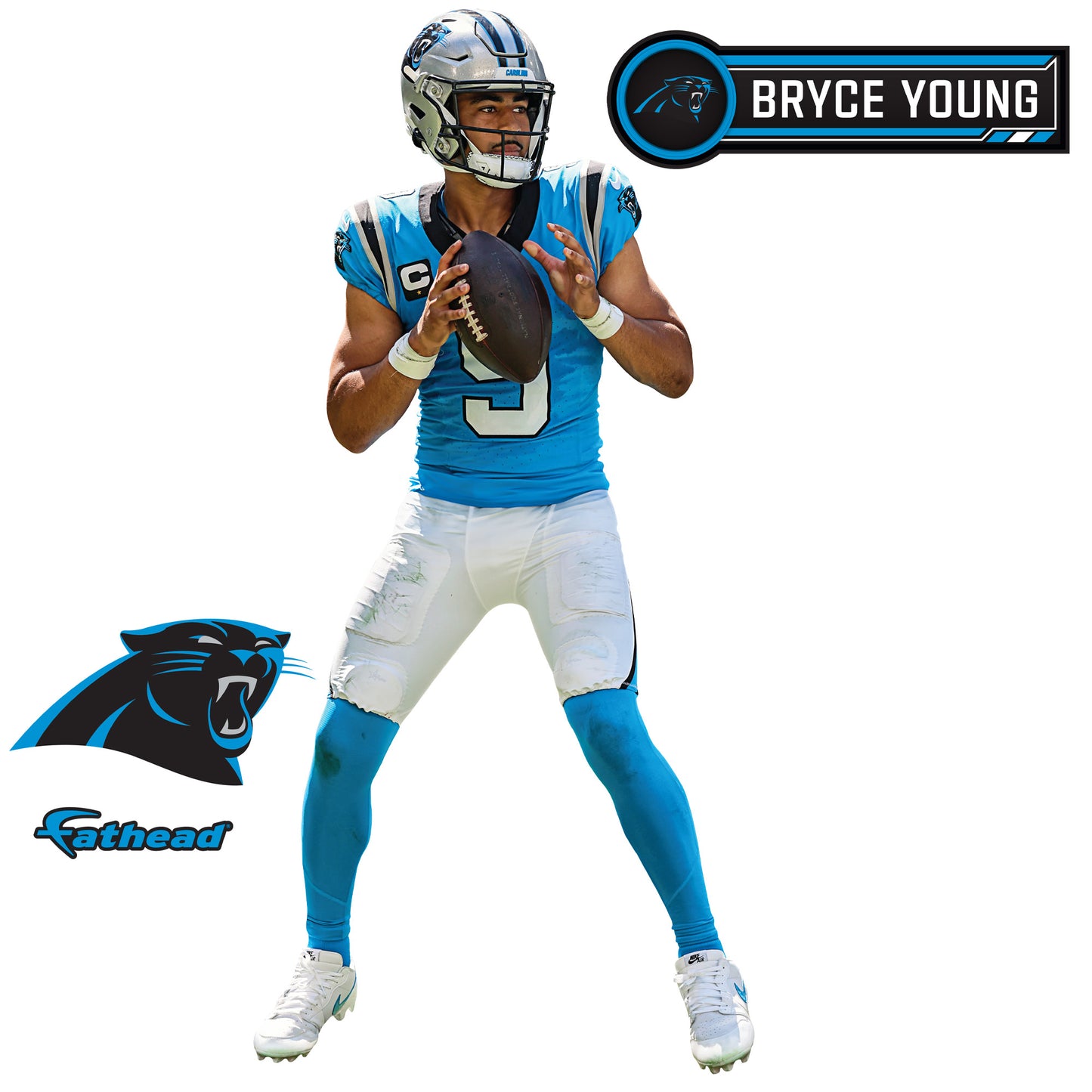 Carolina Panthers: Bryce Young Blue Jersey        - Officially Licensed NFL Removable     Adhesive Decal