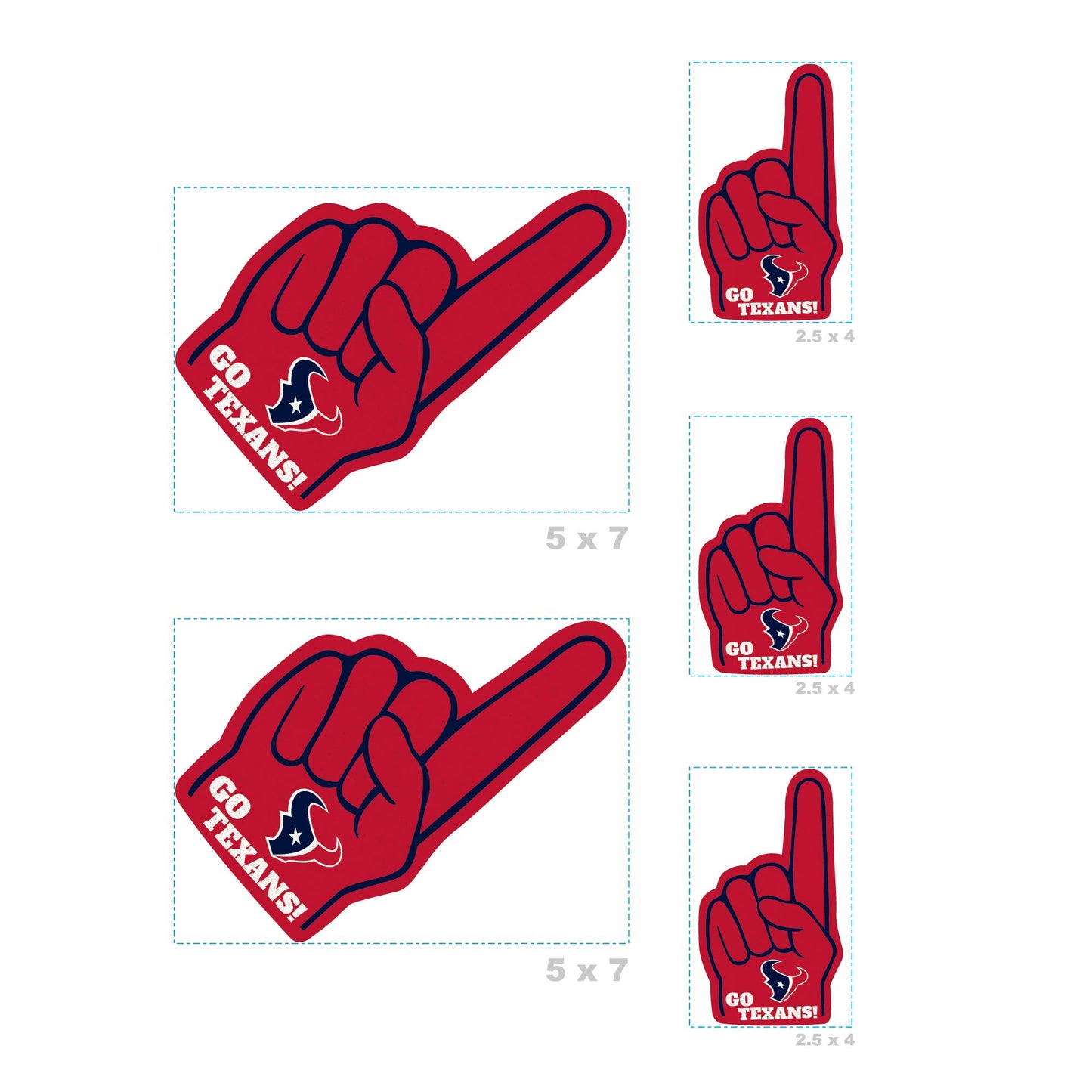 Houston Texans: Foam Finger MINIS - Officially Licensed NFL Removable Adhesive Decal