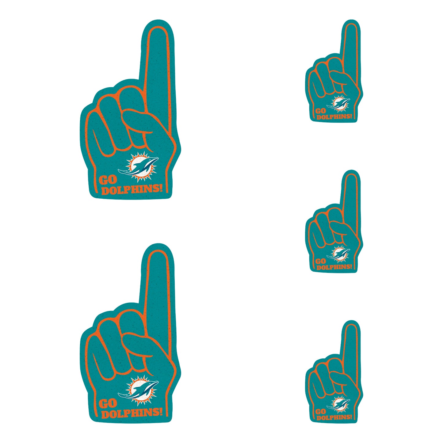 Miami Dolphins: Foam Finger MINIS - Officially Licensed NFL Removable Adhesive Decal
