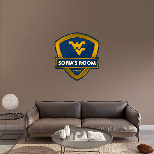 West Virginia Mountaineers:   Badge Personalized Name        - Officially Licensed NCAA Removable     Adhesive Decal