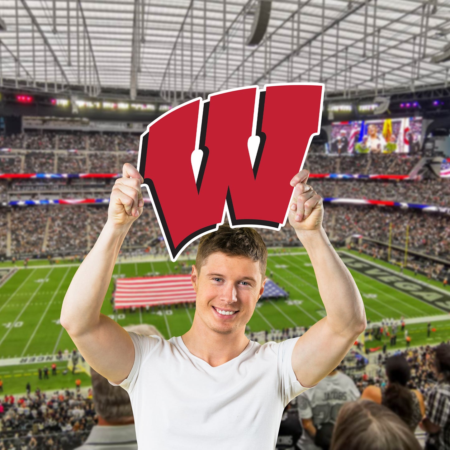 Wisconsin Badgers:  W Foamcore Logo   Foam Core Cutout  - Officially Licensed NCAA    Big Head