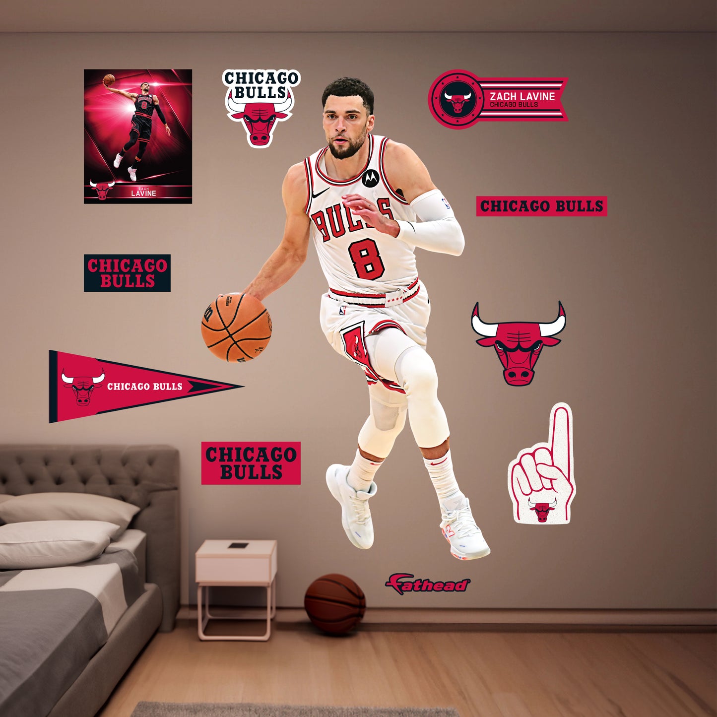 Chicago Bulls: Zach LaVine         - Officially Licensed NBA Removable     Adhesive Decal