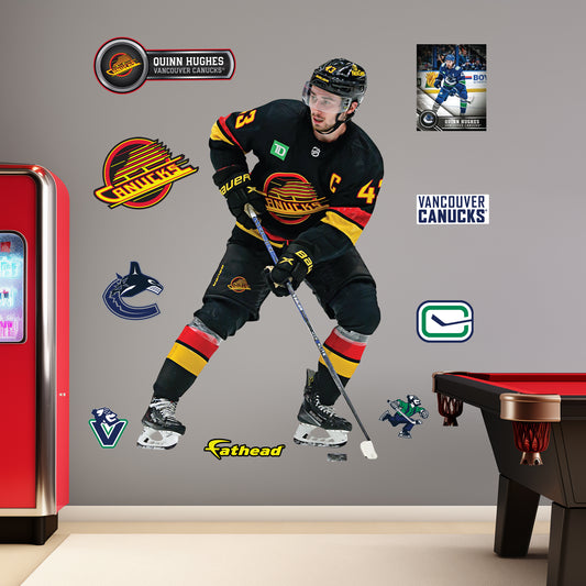 Vancouver Canucks: Quinn Hughes Third Jersey        - Officially Licensed NHL Removable     Adhesive Decal
