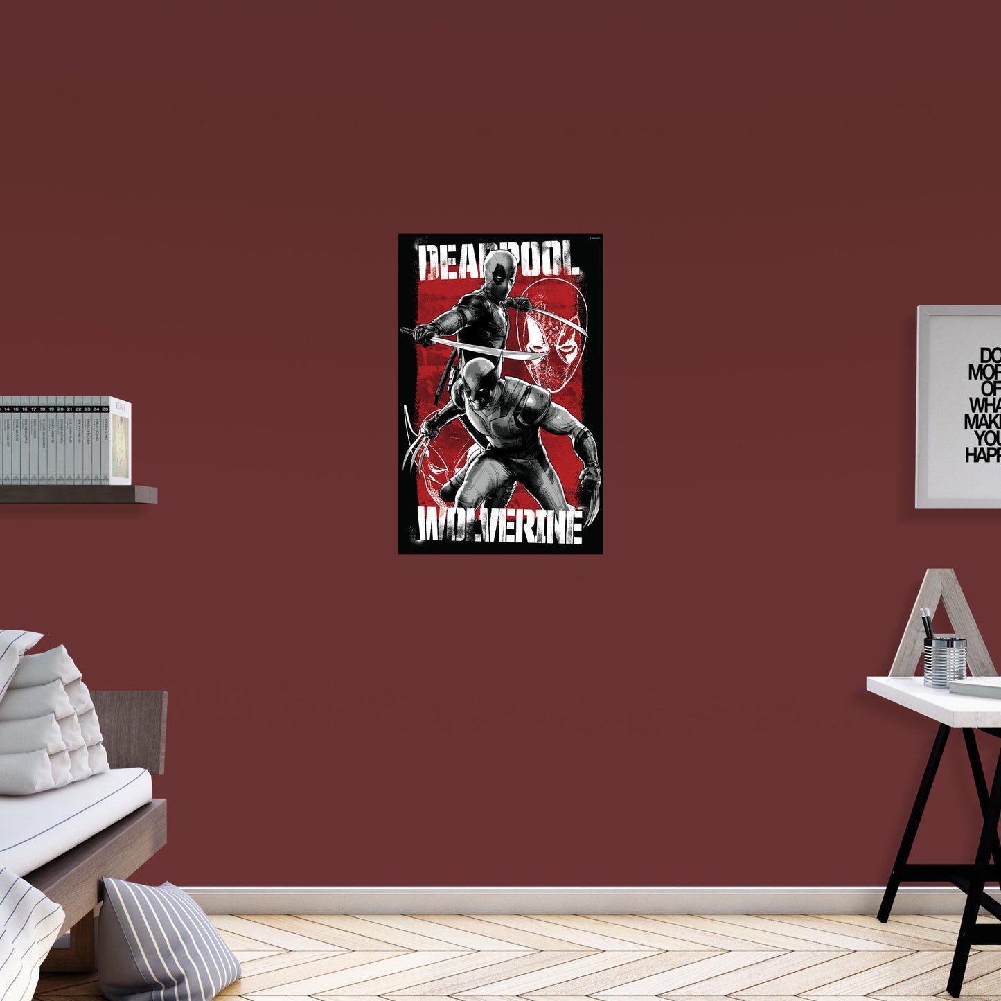Deadpool & Wolverine: Deadpool & Wolverine Stencil Poster        - Officially Licensed Marvel Removable     Adhesive Decal