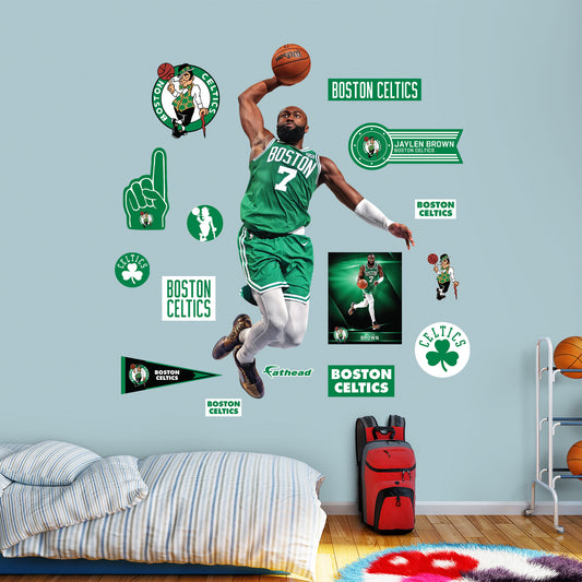 Boston Celtics: Jaylen Brown Dunk        - Officially Licensed NBA Removable     Adhesive Decal