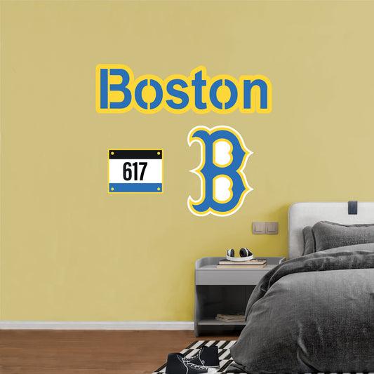 Boston Red Sox:   City Connect Logo        - Officially Licensed MLB Removable     Adhesive Decal