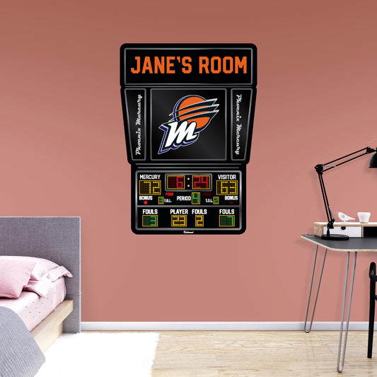 Phoenix Mercury:   Scoreboard Personalized Name        - Officially Licensed WNBA Removable     Adhesive Decal