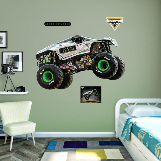 Alien Invasion         - Officially Licensed Monster Jam Removable     Adhesive Decal