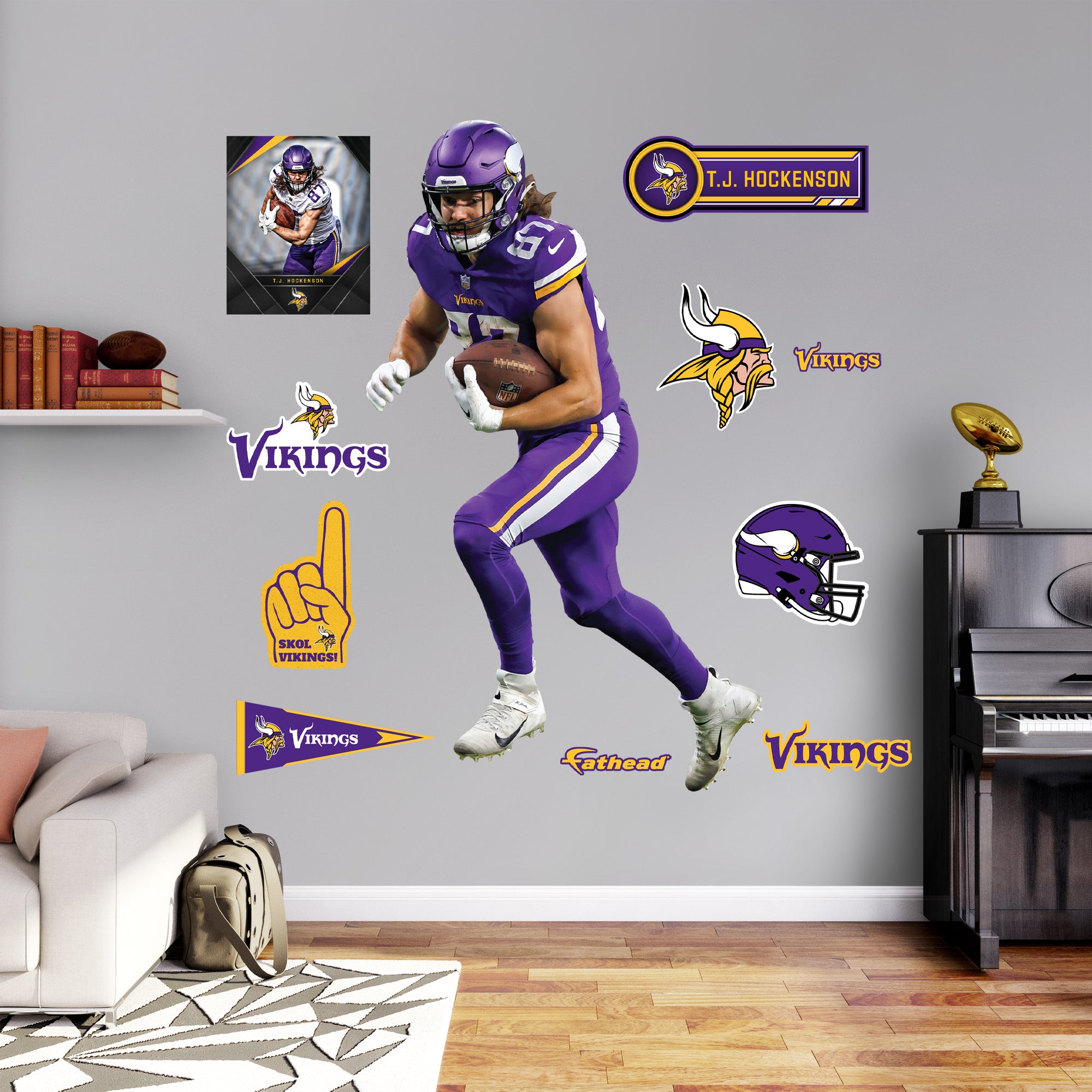 T.J. Hockenson football Paper Poster Vikings 6 - Tj Hockenson