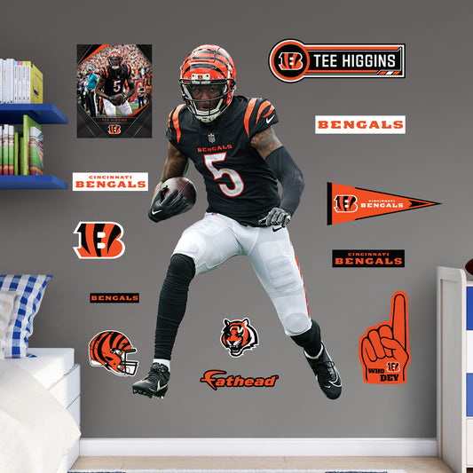Cincinnati Bengals: Tee Higgins         - Officially Licensed NFL Removable     Adhesive Decal