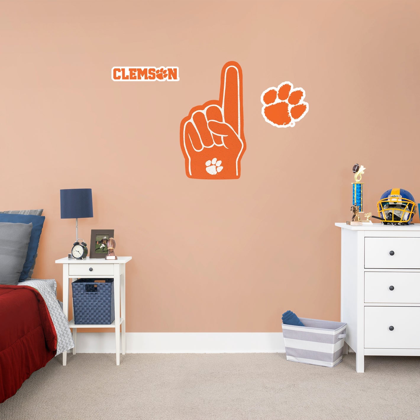 Clemson Tigers:    Foam Finger        - Officially Licensed NCAA Removable     Adhesive Decal