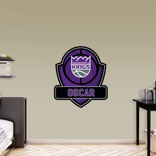 Sacramento Kings: Badge Personalized Name - Officially Licensed NBA Removable Adhesive Decal