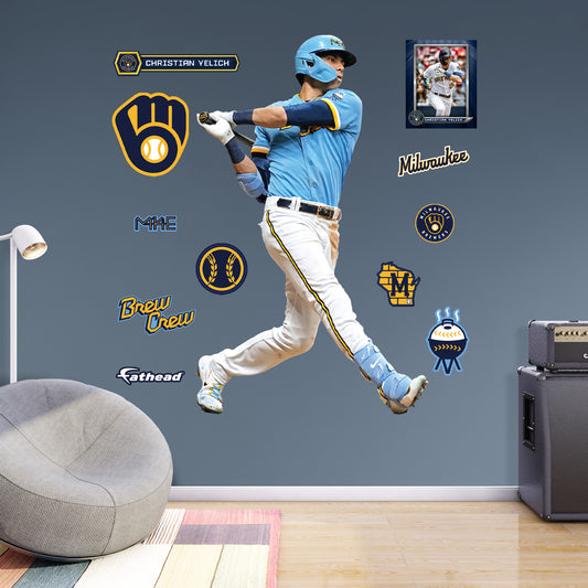 Milwaukee Brewers: Christian Yelich  City Connect        - Officially Licensed MLB Removable     Adhesive Decal