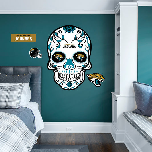 Jacksonville Jaguars: Skull - Officially Licensed NFL Removable Adhesive Decal