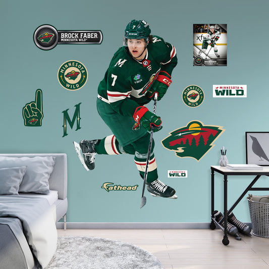 Minnesota Wild: Brock Faber         - Officially Licensed NHL Removable     Adhesive Decal