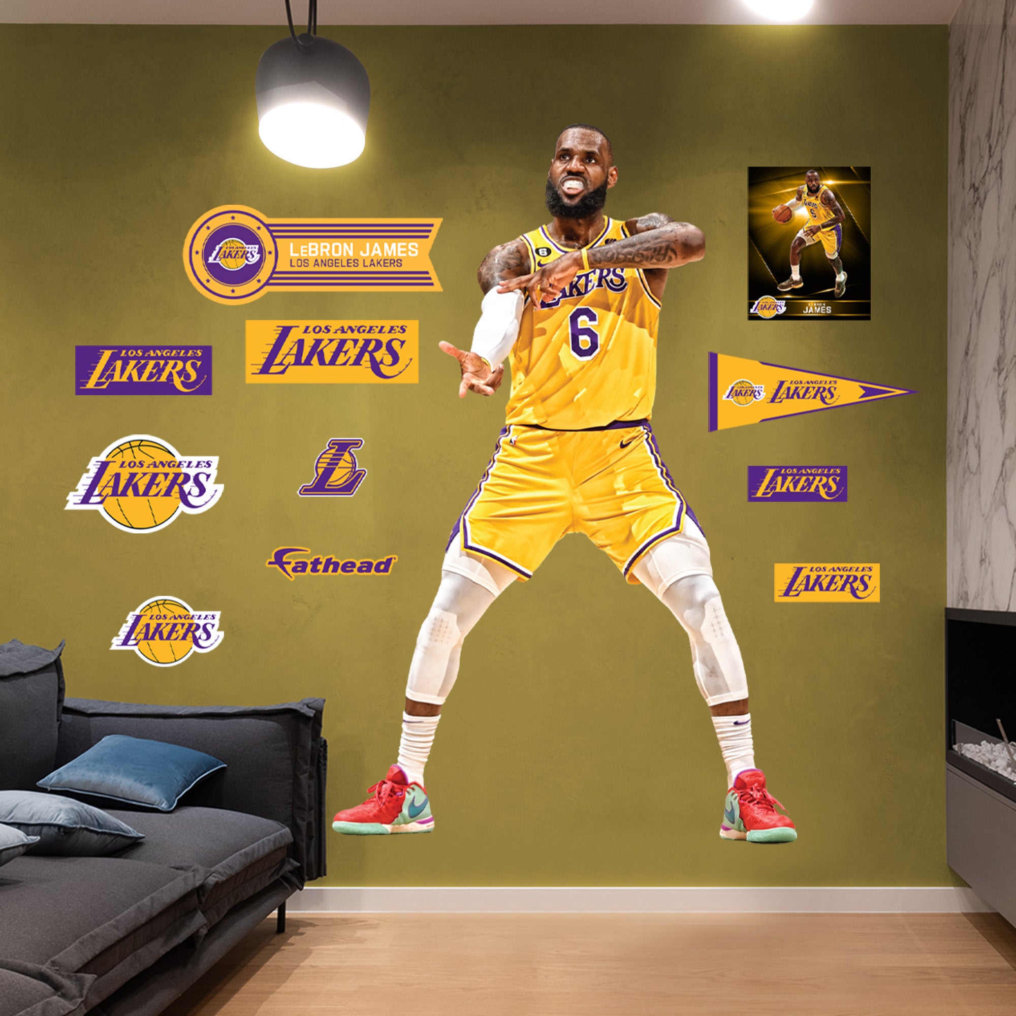LeBron James 2021 Blue Jersey for Los Angeles Lakers - NBA Removable Wall Decal Large