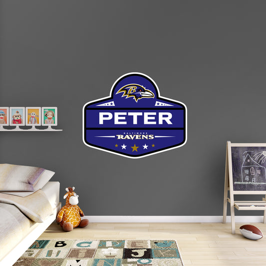 Baltimore Ravens:   Badge Personalized Name        - Officially Licensed NFL Removable     Adhesive Decal