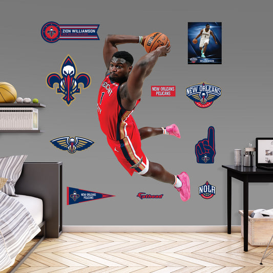 New Orleans Pelicans: Zion Williamson Dunk        - Officially Licensed NBA Removable     Adhesive Decal