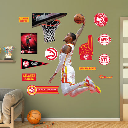 Atlanta Hawks: Dejounte Murray Dunk        - Officially Licensed NBA Removable     Adhesive Decal