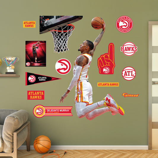 Atlanta Hawks: Dejounte Murray Dunk        - Officially Licensed NBA Removable     Adhesive Decal