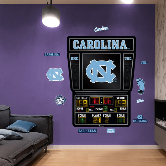North Carolina Tar Heels:   Basketball Scoreboard        - Officially Licensed NCAA Removable     Adhesive Decal