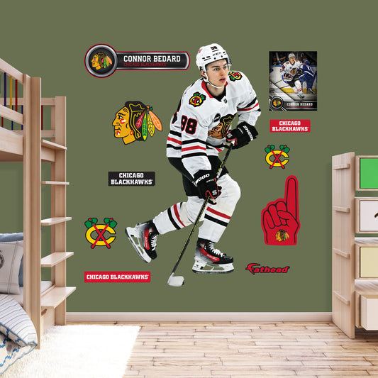 Chicago Blackhawks: Connor Bedard Away        - Officially Licensed NHL Removable     Adhesive Decal