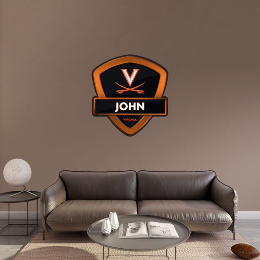 Virginia Cavaliers:   Badge Personalized Name        - Officially Licensed NCAA Removable     Adhesive Decal
