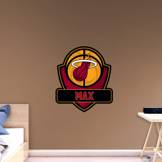 Miami Heat: Badge Personalized Name - Officially Licensed NBA Removable Adhesive Decal