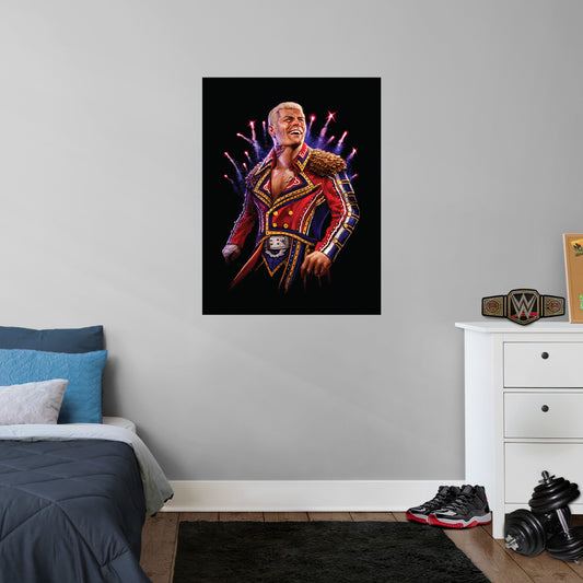 Cody Rhodes Illustration Poster        - Officially Licensed WWE Removable     Adhesive Decal
