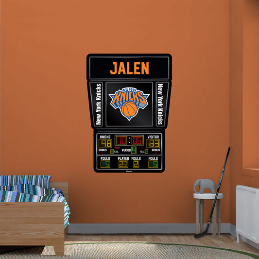 New York Knicks:   Scoreboard Personalized Name        - Officially Licensed NBA Removable     Adhesive Decal