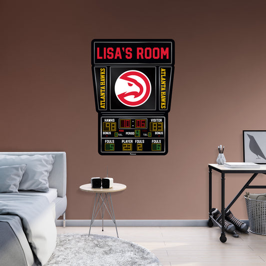 Atlanta Hawks:   Scoreboard Personalized Name        - Officially Licensed NBA Removable     Adhesive Decal