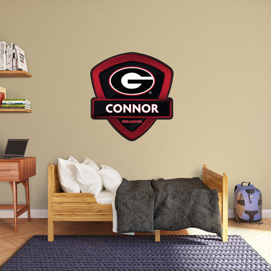 Georgia Bulldogs:   Badge Personalized Name        - Officially Licensed NCAA Removable     Adhesive Decal