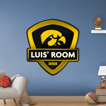 Iowa Hawkeyes:   Badge Personalized Name        - Officially Licensed NCAA Removable     Adhesive Decal