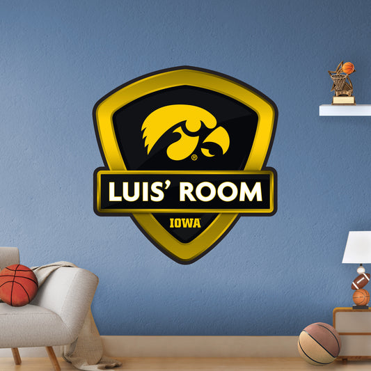 Iowa Hawkeyes:   Badge Personalized Name        - Officially Licensed NCAA Removable     Adhesive Decal