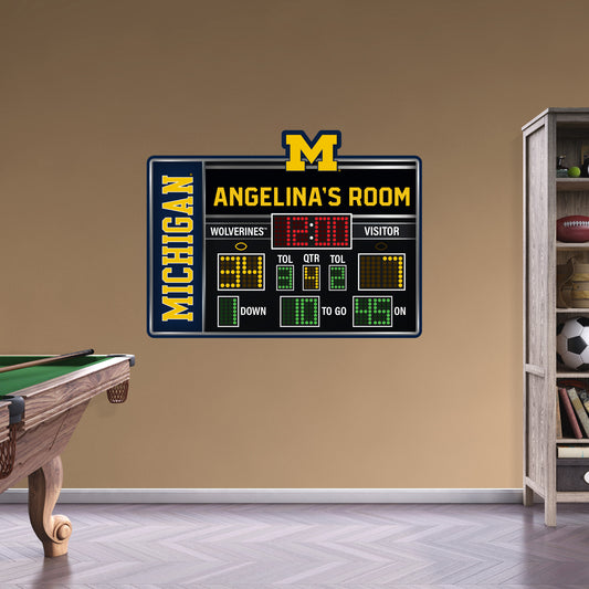 Michigan Wolverines:   Football Scoreboard Personalized Name        - Officially Licensed NCAA Removable     Adhesive Decal
