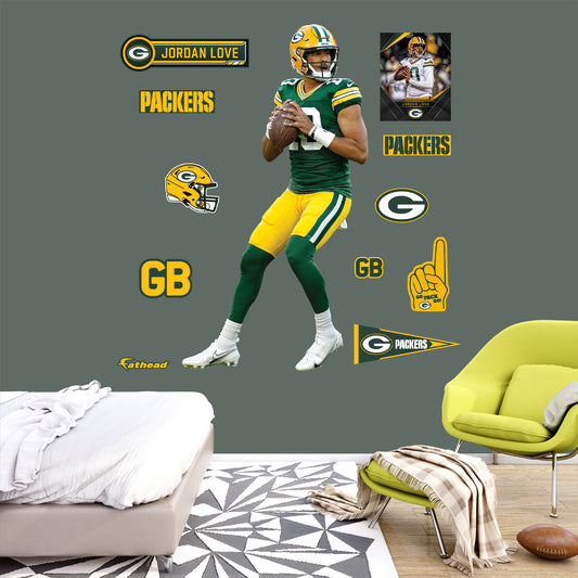 Green Bay Packers: Jordan Love  Home        - Officially Licensed NFL Removable     Adhesive Decal