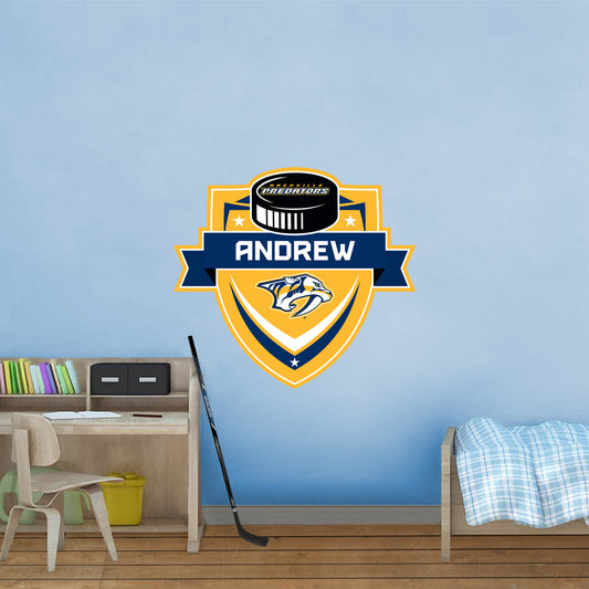Nashville Predators:   Badge Personalized Name        - Officially Licensed NHL Removable     Adhesive Decal