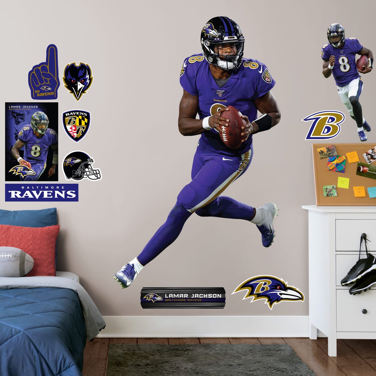 Baltimore Ravens: Lamar Jackson Color Rush        - Officially Licensed NFL Removable Wall   Adhesive Decal